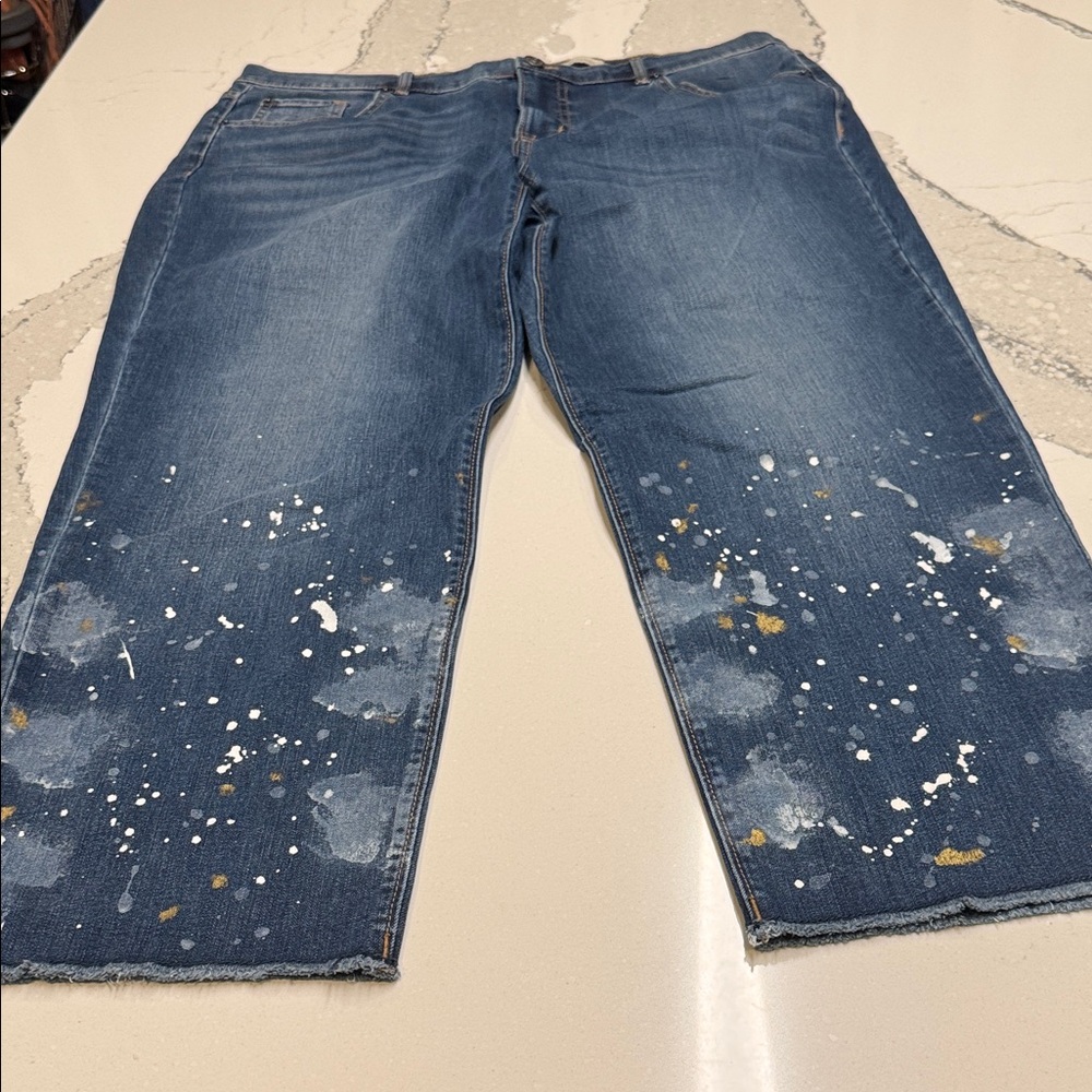 LOGO by Lori Goldstein Women's Artistic Boyfriend Jeans Sz 16P Nice Stretch